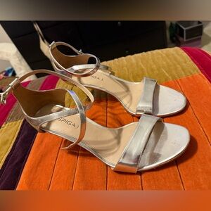 Via Spiga Silver Strappy Heels